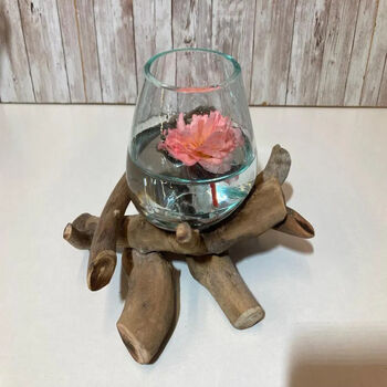Small Molten Glass Nut Fruit Bowl On Driftwood Twig Home Decor Individual Gift, 6 of 8
