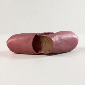 Handmade Moroccan Pink Leather Babouche Slippers, 4 of 5