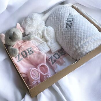 Personalised Baby Girl Elephant Gift Hamper Set, 2 of 3
