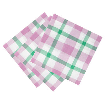Lilac And Green Gingham Paper Napkins X 20, 3 of 3