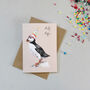 Party Puffin Hand Painted Birthday Card, thumbnail 1 of 4