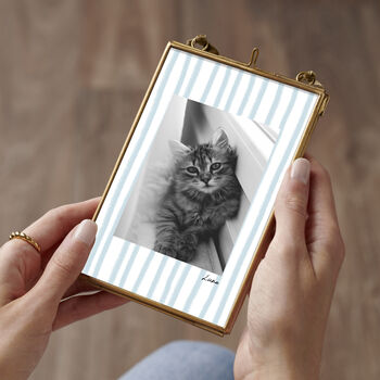 Personalised Pet Photo Frame With Colourful Striped Mount, 2 of 4