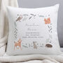 Personalised Woodland Animals New Baby Cushion, thumbnail 2 of 3