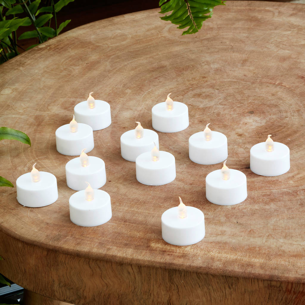 Set Of Twelve Battery LED Tea Lights By Lights4fun