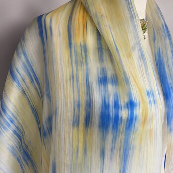 100% Mulberry Silk Scarf, Pastel Yellow, 2 of 9