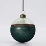 Green Stripe Glitter Glass Bauble Set Of Two, thumbnail 3 of 4