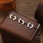Sterling Silver Forget Me Not Flower Bouquet Cz Earrings, thumbnail 1 of 12