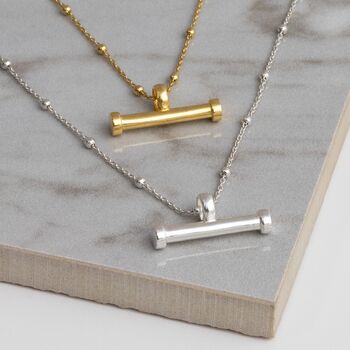 Sterling Silver T Bar Necklace, 7 of 9