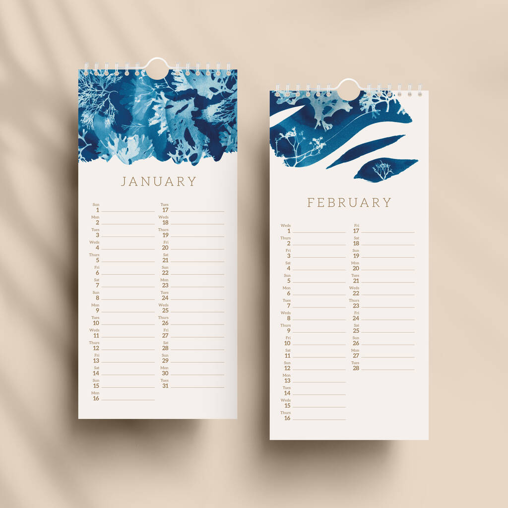 2023 Coastal Wall Calendar ~ Slim By Paper Birch | notonthehighstreet.com