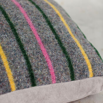 Striped Recycled Wool Dog Bed With Faux Suede Base, 5 of 9