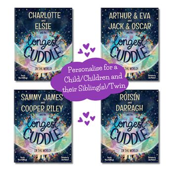 'The Longest Cuddle In The World' Personalised Storybook For Siblings Or Twins, 2 of 11