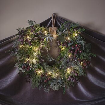 Pre Lit Purple Berry Heart Wreath, 3 of 6