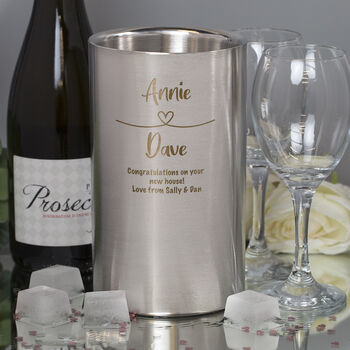 Personalised Heart Loop Stainless Steel Wine Cooler Wedding Anniversary, 3 of 3
