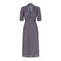 Vintage Style Day Dress In Navy Fan Print, thumbnail 3 of 3