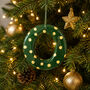 Personalised Handmade Green And Gold Polka Dot Clay Hanging Letter, thumbnail 1 of 5