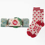 Red Hearts Bamboo Socks Women's Christmas Cracker Hanging Tree Decoration, thumbnail 1 of 5