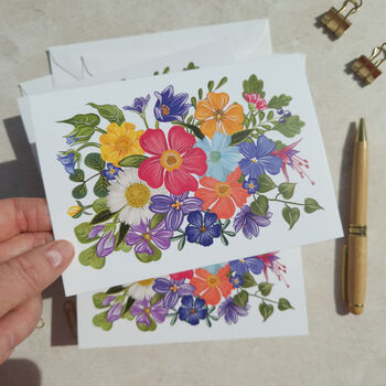 Whimsical Flower Garden A6 Folded Note Cards And Envelopes, 3 of 10