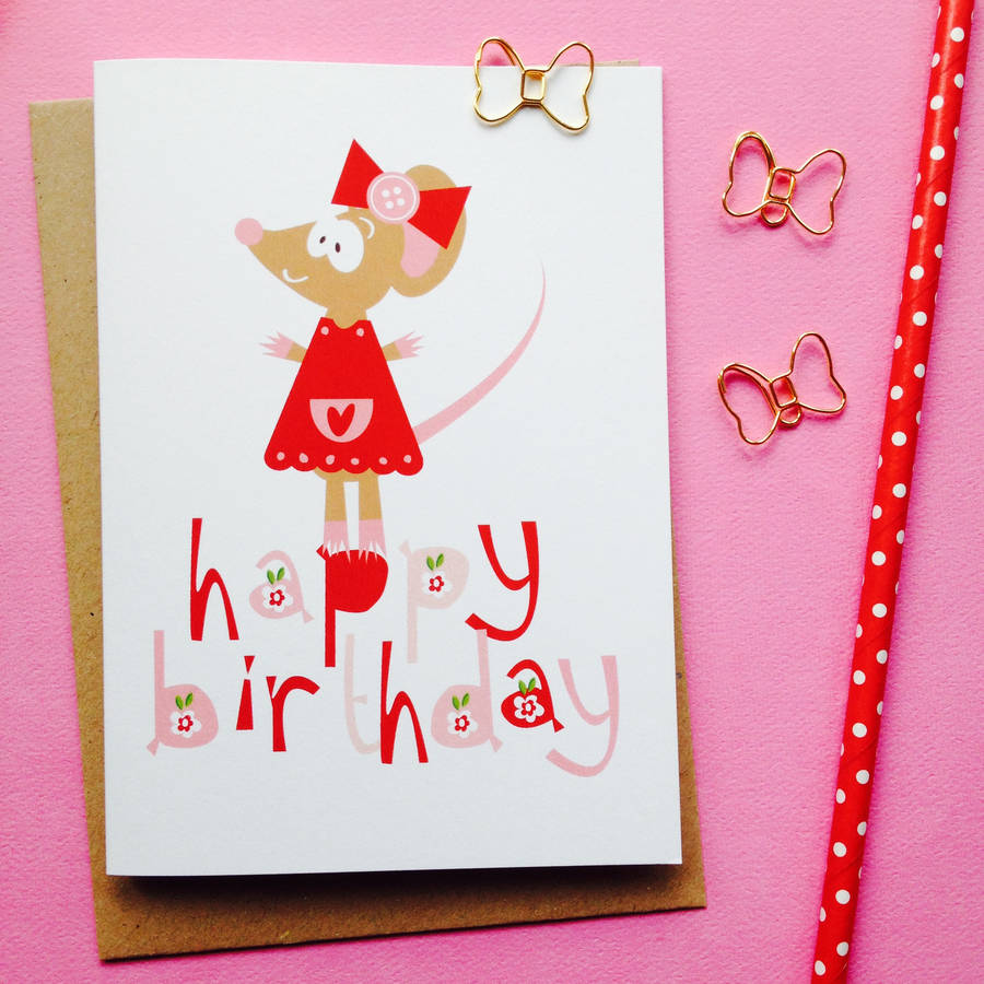 miss mouse 'happy birthday' card by halfpinthome | notonthehighstreet.com