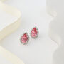 Pink Swarovski Crystal Teardrop Stud Earrings, thumbnail 3 of 6