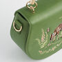 Green Fawn And Snail Embroidered Top Handle Saddle Bag, thumbnail 9 of 9