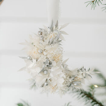 Gold Crescent Moon Dried Flower Christmas Bauble, 4 of 4