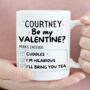 Personalised Be My Valentines Ceramic Tea Mug, thumbnail 2 of 4