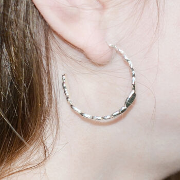 Handmade Irregular Sterling Silver Hoop Earrings, 6 of 7