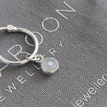 Rainbow Moonstone Charm Hoop Earrings, 2 of 8