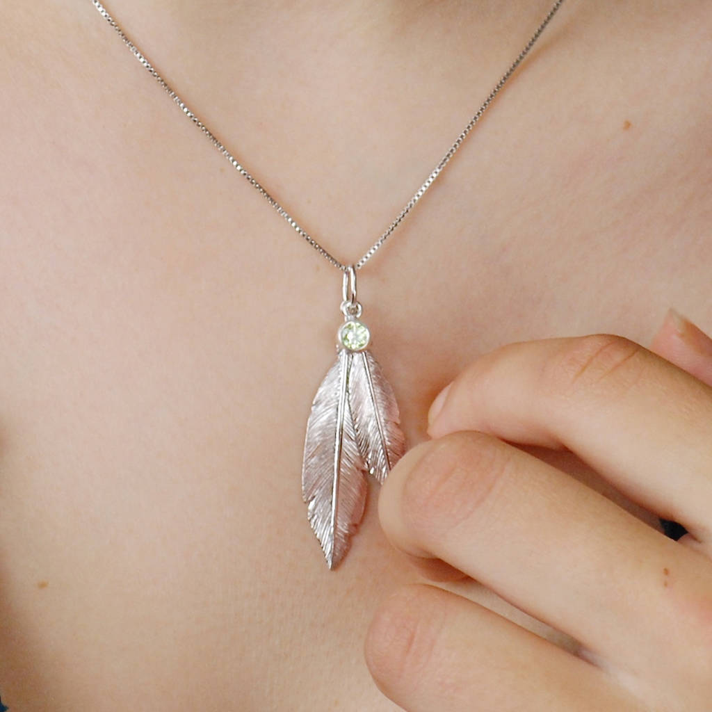 Personalised Sterling Silver Double Feather Necklace, 1 of 7