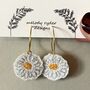 Daisy Embroidered Fabric Earrings, thumbnail 1 of 3