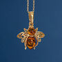 18ct Gold Plated Baltic Amber Bee Necklace, thumbnail 1 of 12