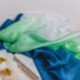 100% Mulberry Silk Scarf, Ombre Blue Green White, thumbnail 1 of 5