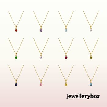 9ct Solid Gold 12 Birthstone Cz Round Necklace, 2 of 11