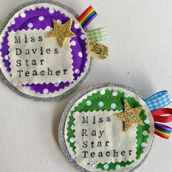 Personalised Best Teacher Gift Badge Pin, 2 of 6