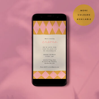 Digital Download Birthday Party Invite With Diamond Border, 2 of 5
