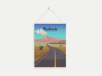 Badlands National Park USA Travel Poster Art Print, 6 of 8