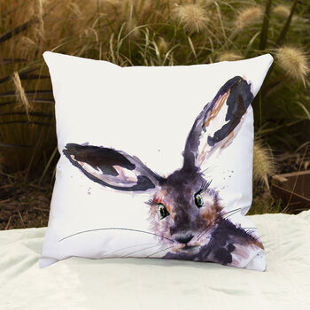 Inky Hare Outdoor Cushion For Garden Furniture, 8 of 9