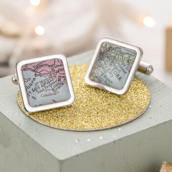 Personalised Vintage Square Map Cufflinks, 3 of 6