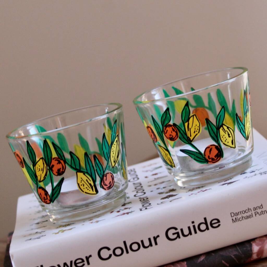 Citrus Hand Painted Tea Light Holders By Samara Ball Designs