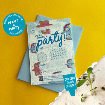 Blue Bird Seed Paper Party Invitation Set, 3 of 5