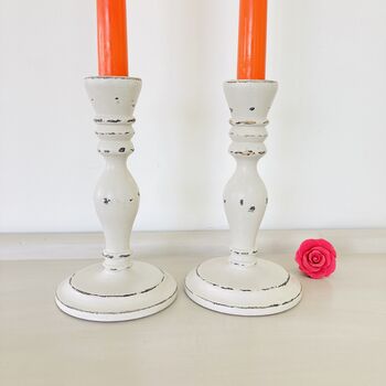 Pair Of Vintage Hand Painted Candlesticks ~ 27, 3 of 6