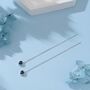 Tiny Sapphire Blue Cz Heart Threader Earrings, thumbnail 1 of 11