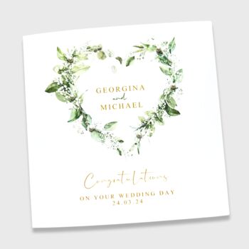 Personalised Wedding Day Card Heart Wreath, 3 of 4