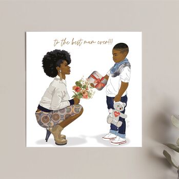 Black Mother And Son Greeting Card, 2 of 3