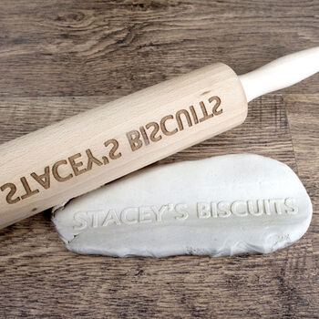 Personalised Beech Wood Revolving Rolling Pin, 5 of 8