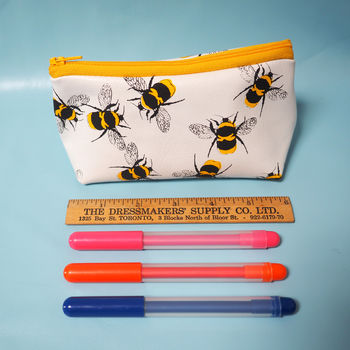 Bees Small Leather Makeup Bag, 6 of 8