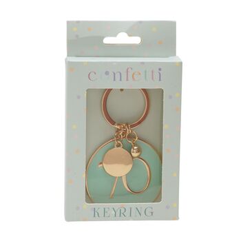 70th Birthday Keyring – Gold And Teal Confetti Number Keychain Gift, 2 of 2