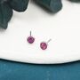 Sterling Silver Genuine Garnet Crystal Stud Earrings, thumbnail 3 of 9