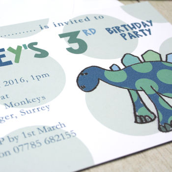 Personalised Dinosaur Children's Party Invitations, 3 of 4