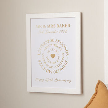 Circular Timeline Foiled Gold Anniversary Print, 2 of 3